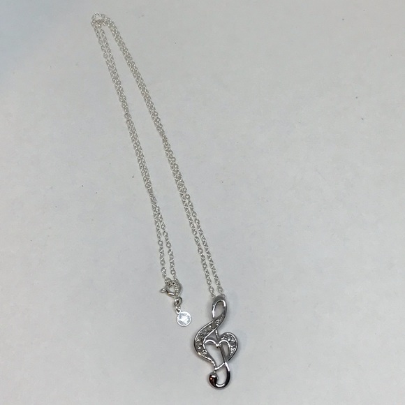 925 Diamond Music Note Necklace - Picture 8 of 10